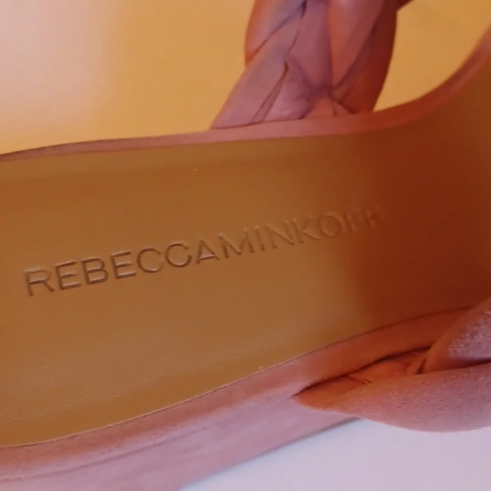 Rebecca Minkoff Imani Pink Braided Genuine Suede Platform Slide Sandals sz 7.5
